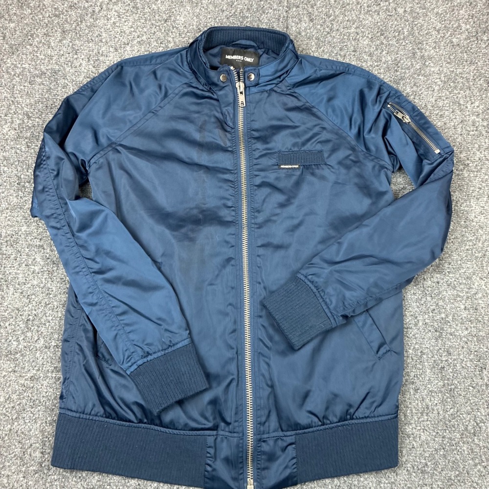 Members Only Mens Size XS Iconic Racer Jacket Navy Blue Bomber Windbreaker